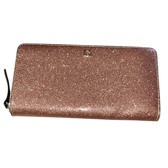 Kate Spade Mavis Street Neda Continental Zip Sparkle Rose Gold Wallet - Picture 1 of 8